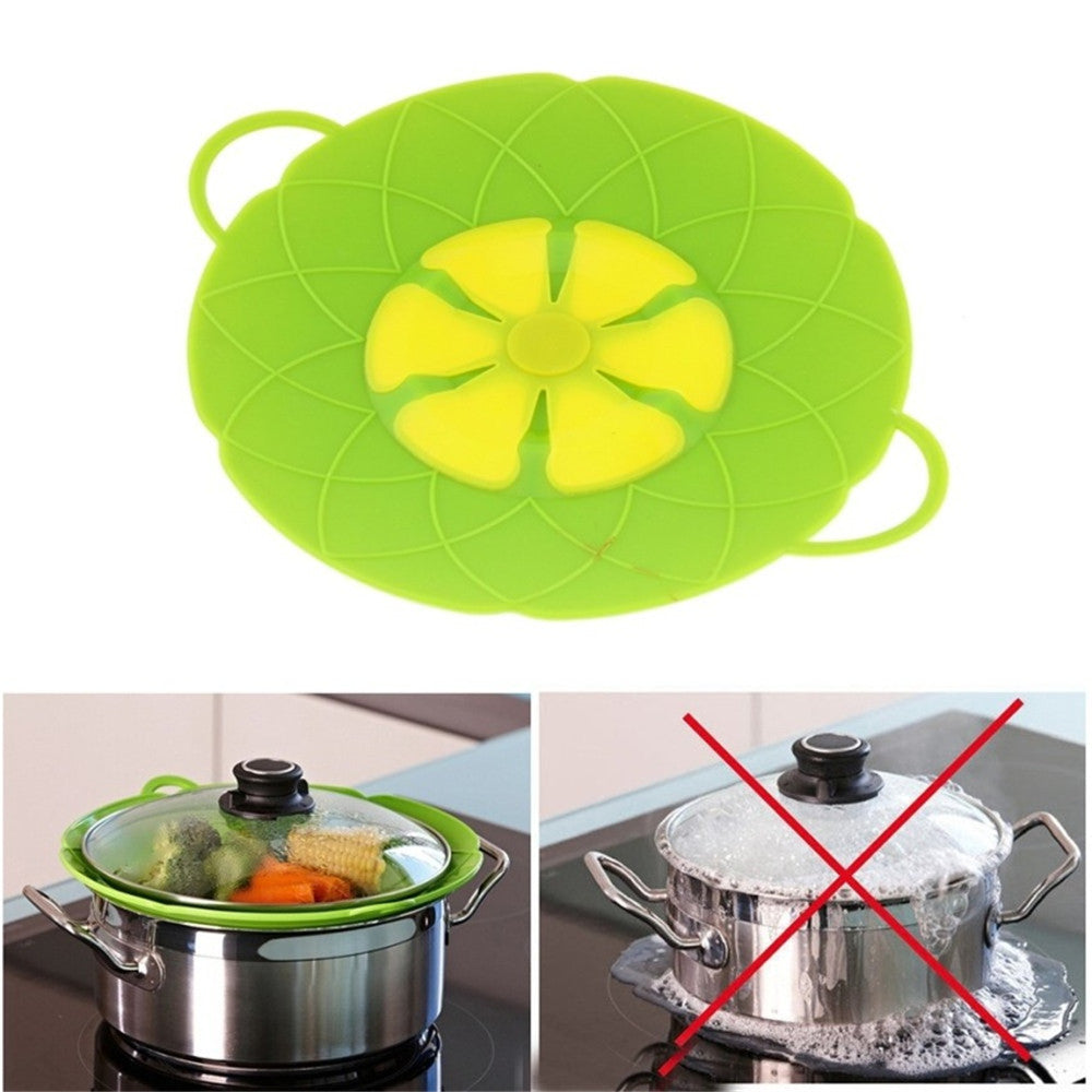 Multi-function Cooking Tools Flower Cookware Parts Green Silicone Boil Over Spill lid Stopper