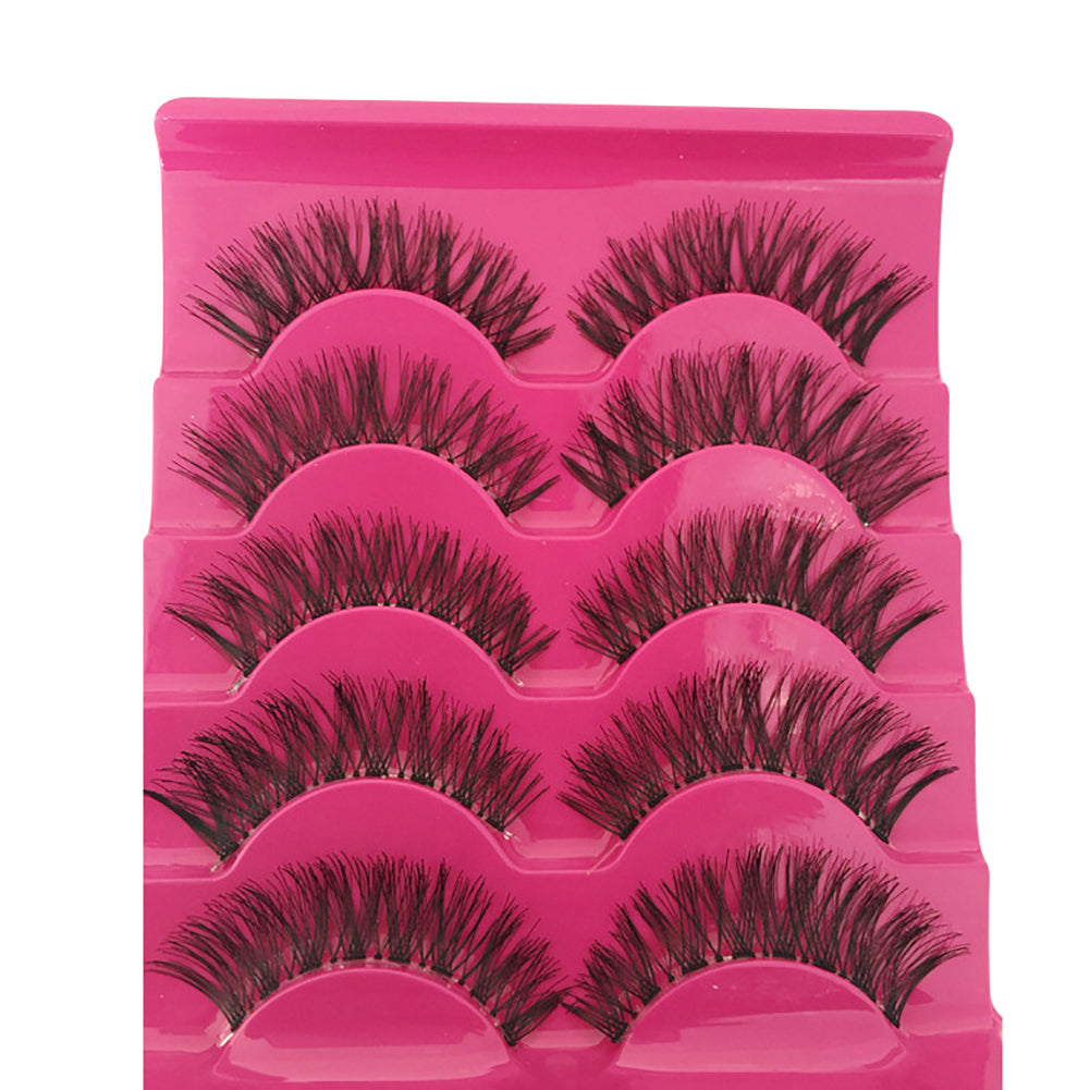 5 Pairs Makeup Natural Plastic Transparent Stems Cross False Fake Eyelashes