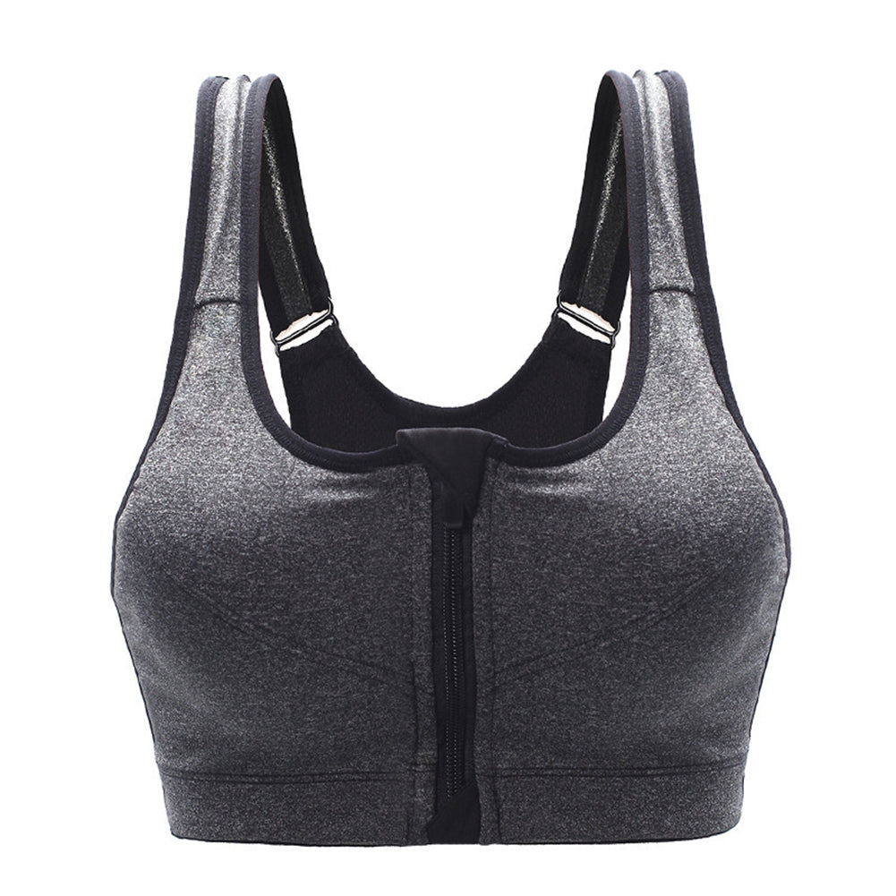 Women's Yoga Fitness Workout Seamless Racerback Gym Zipper Front Sports Bra Top