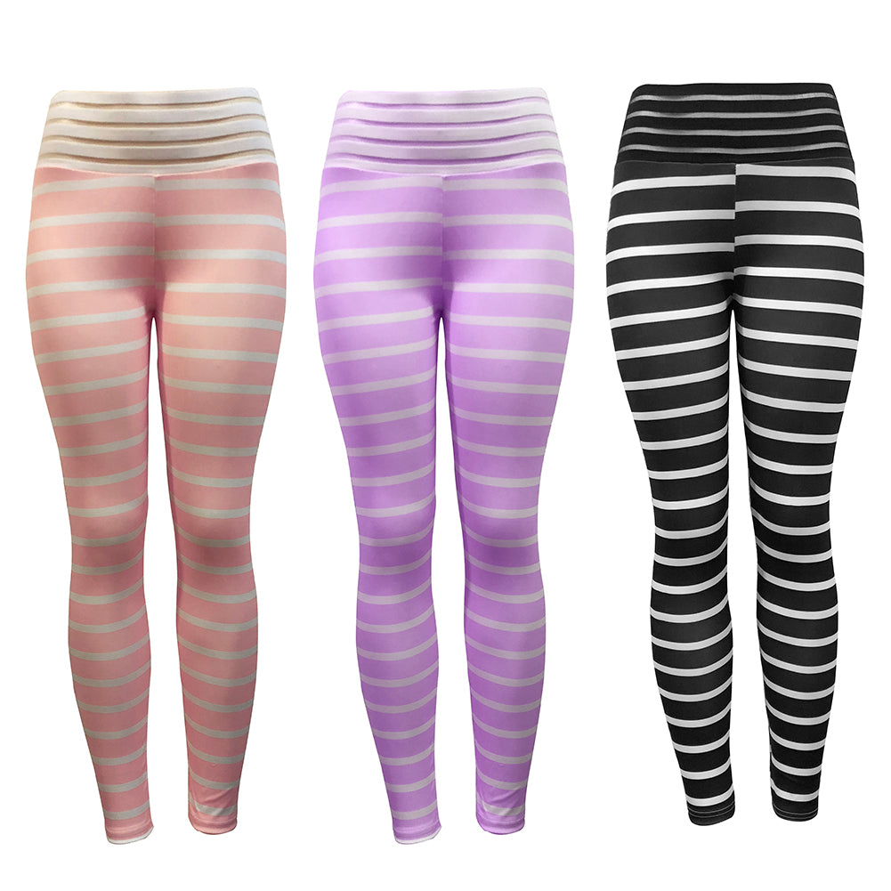 Fashion Stripe Elastic Women's Gym Fitness Workout Yoga Pencil Pants Leggings