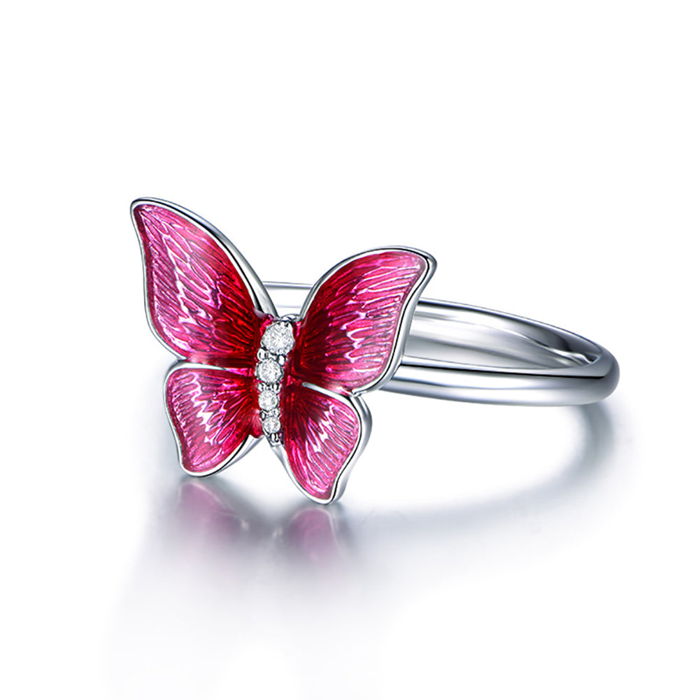 Fashion Butterfly Shiny Rhinestone Ring Women Party Cocktail Jewelry Charm Gift