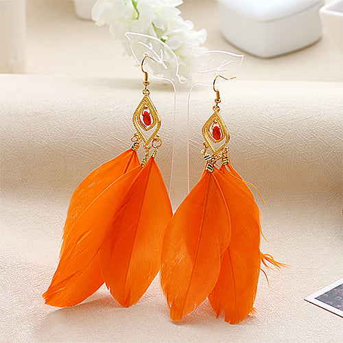 1 Pair Elegant Lady Feathers Dangle Hook Wedding Prom Party Earrings Gift