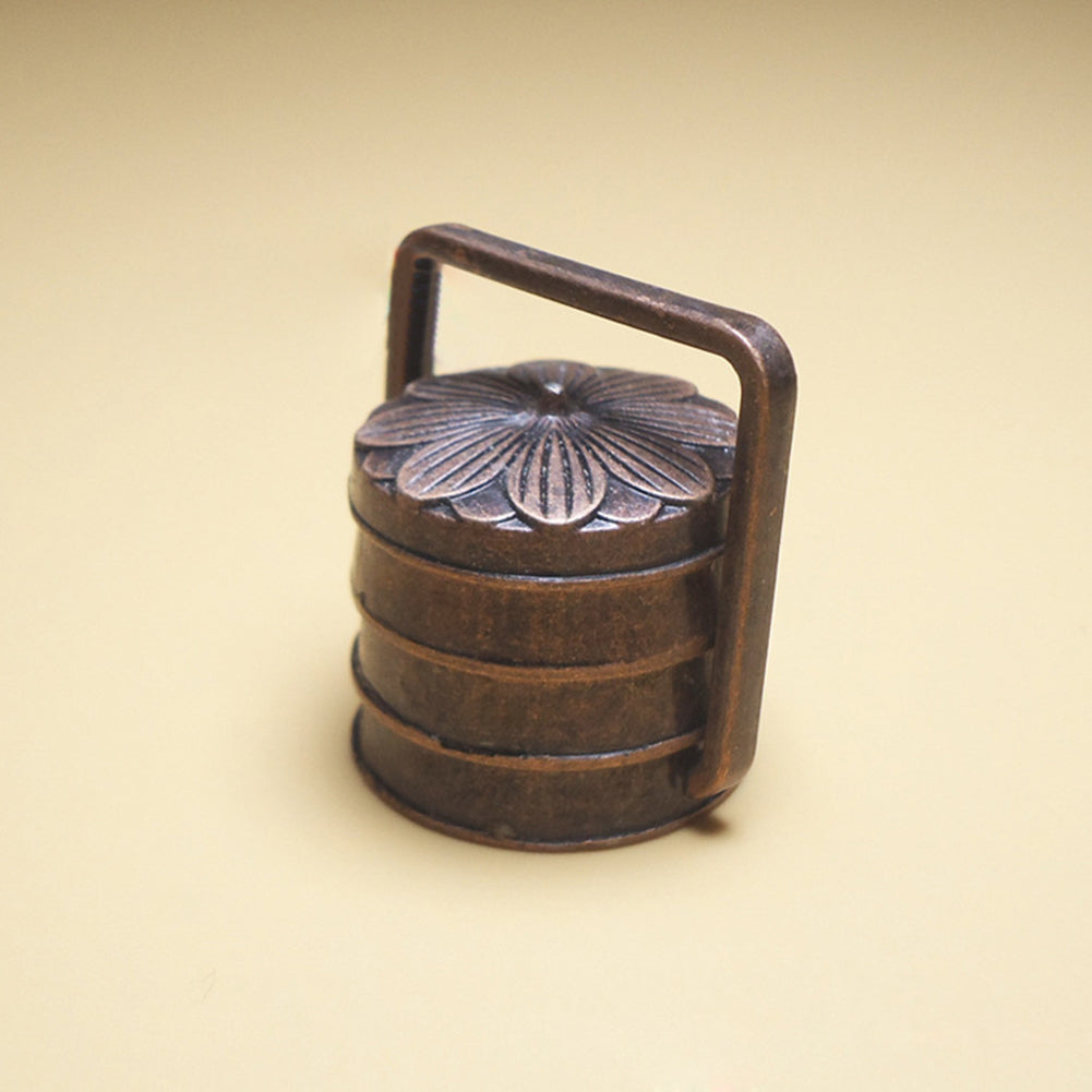 Dollhouse Miniature Toy Vintage 3 Layers Chinese Style Food Basket with Lid