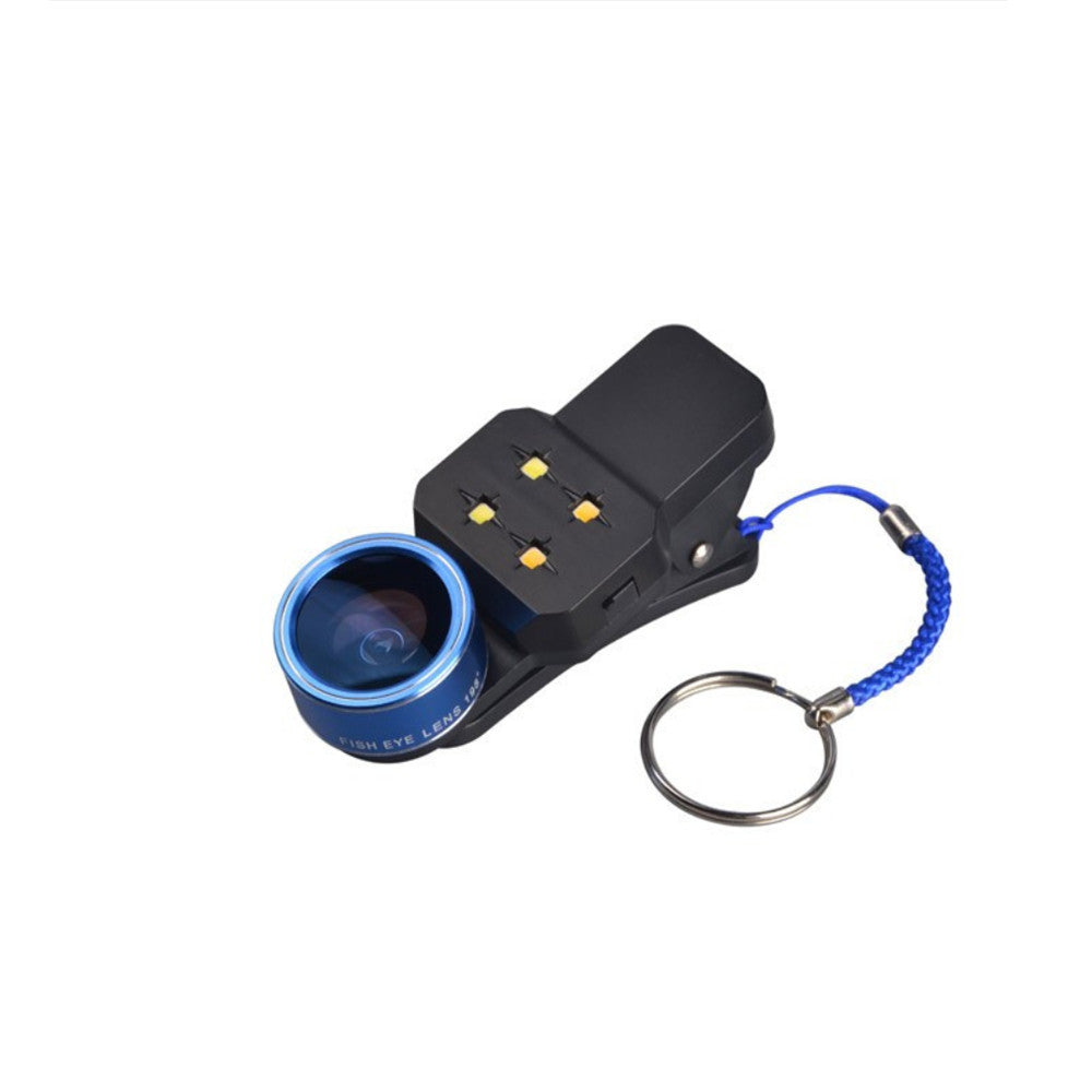 LED Filling Light Macro 198 Degree Fisheye Lens Phone Flash Wide Angle for iPhone Samsung Smartphone