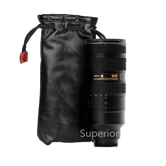 Protector Lenses Black Case Camera Lens Pouch Bag Set Soft Faux Leather XL Size 29CMx15CM