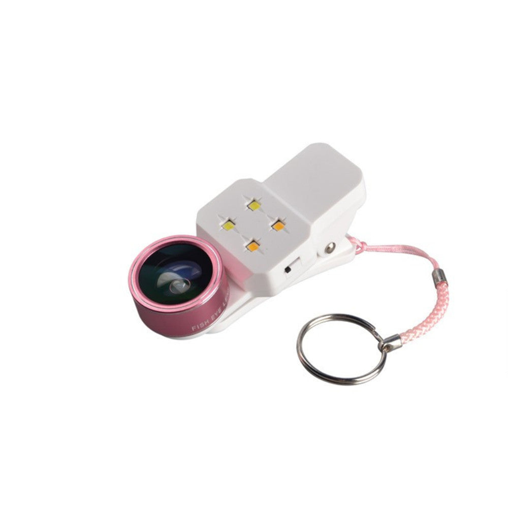 LED Filling Light Macro 198 Degree Fisheye Lens Phone Flash Wide Angle for iPhone Samsung Smartphone