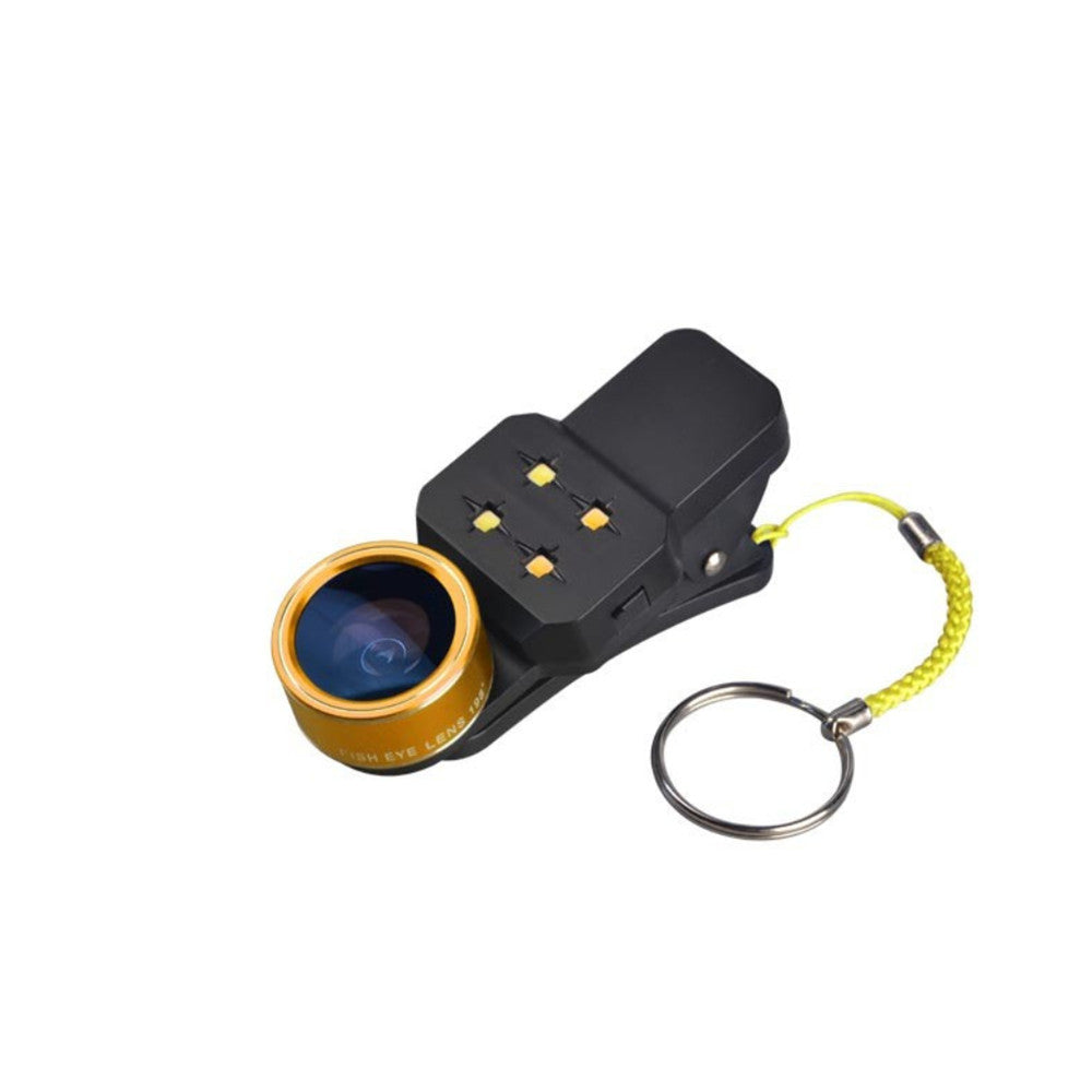 LED Filling Light Macro 198 Degree Fisheye Lens Phone Flash Wide Angle for iPhone Samsung Smartphone