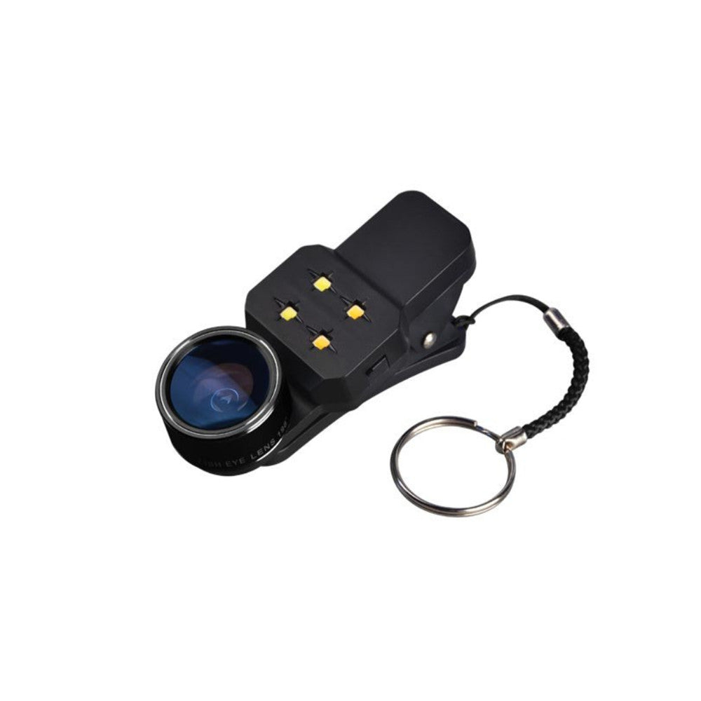 LED Filling Light Macro 198 Degree Fisheye Lens Phone Flash Wide Angle for iPhone Samsung Smartphone