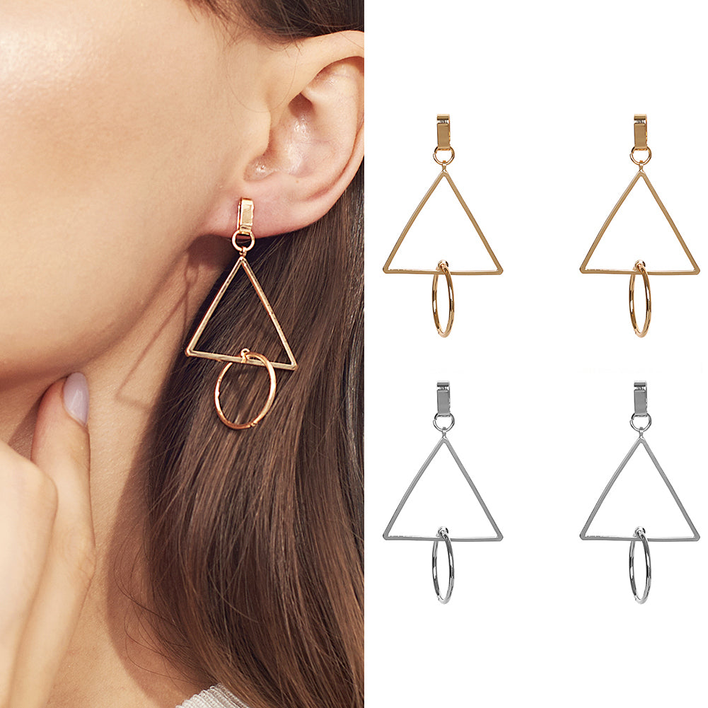 Triangle Circle Pendant Ear Studs Geometric Jewelry Fashion Women Earrings Gift