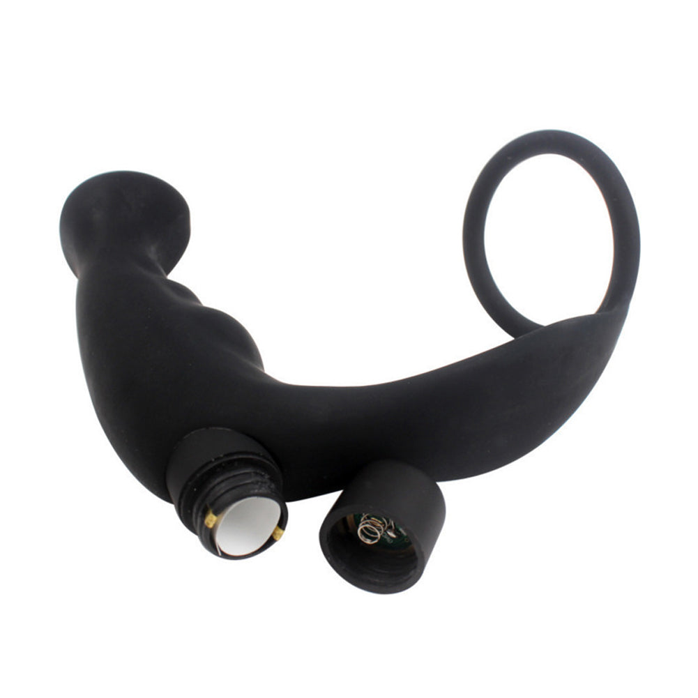 Men Silicone G-spot Vibration Penis Ring Anal Plug Massager Adult Sexual Toys