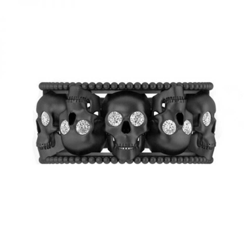 Party Club Luxury Round Cut Rhinestone Punk Skull Ring Women Finger Jewelry