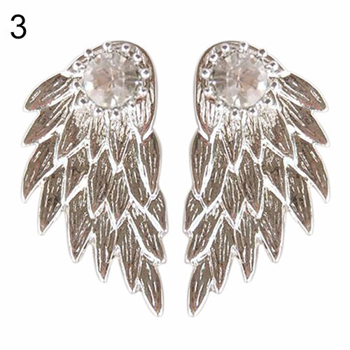 Women's Angel Wings Rhinestone Inlaid Alloy Ear Studs Party Jewelry Earrings