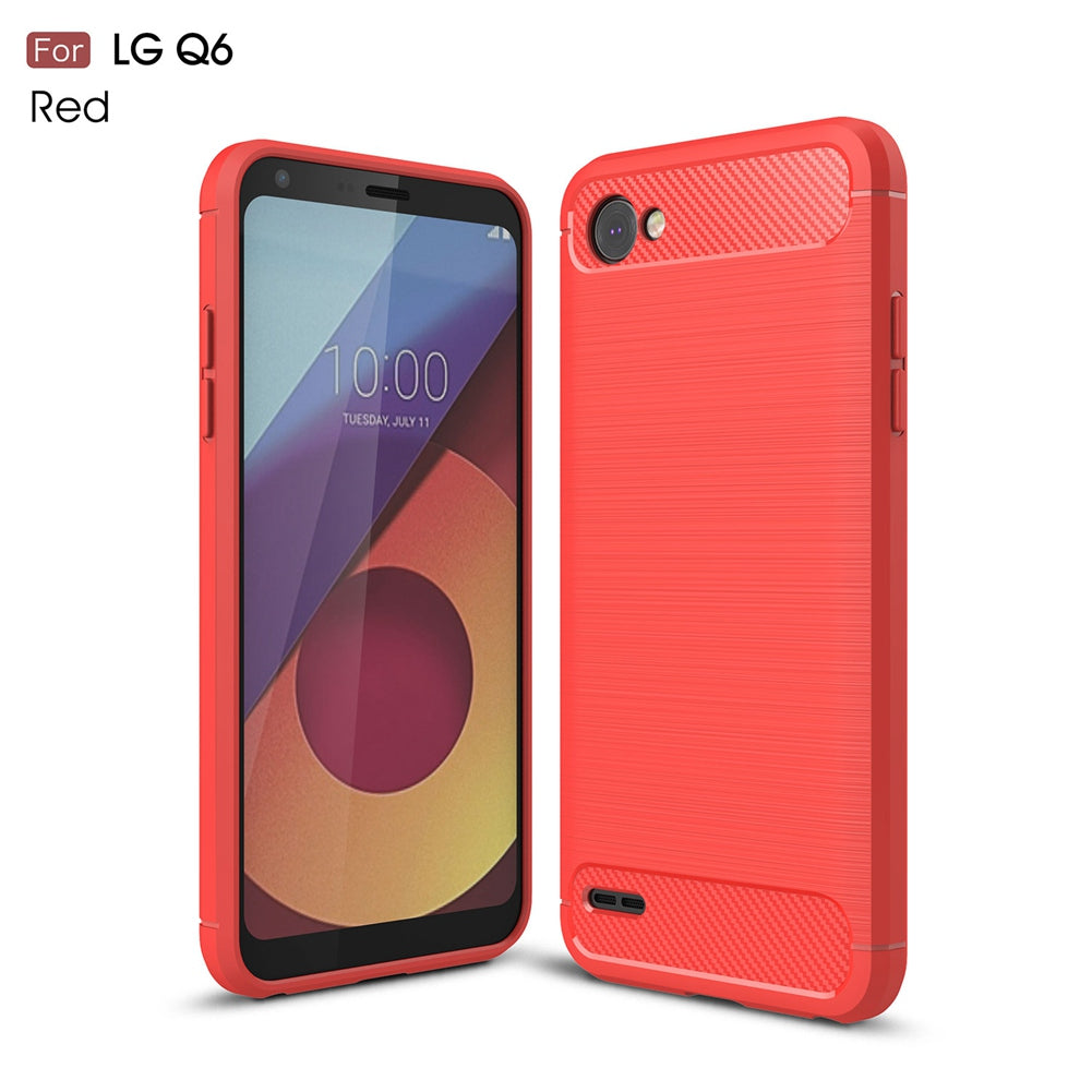 LG Q6 Phone Case Ultra Slim Thin Carbon Fiber Case Scratch Resistant Soft TPU Back Cover for LG Q6