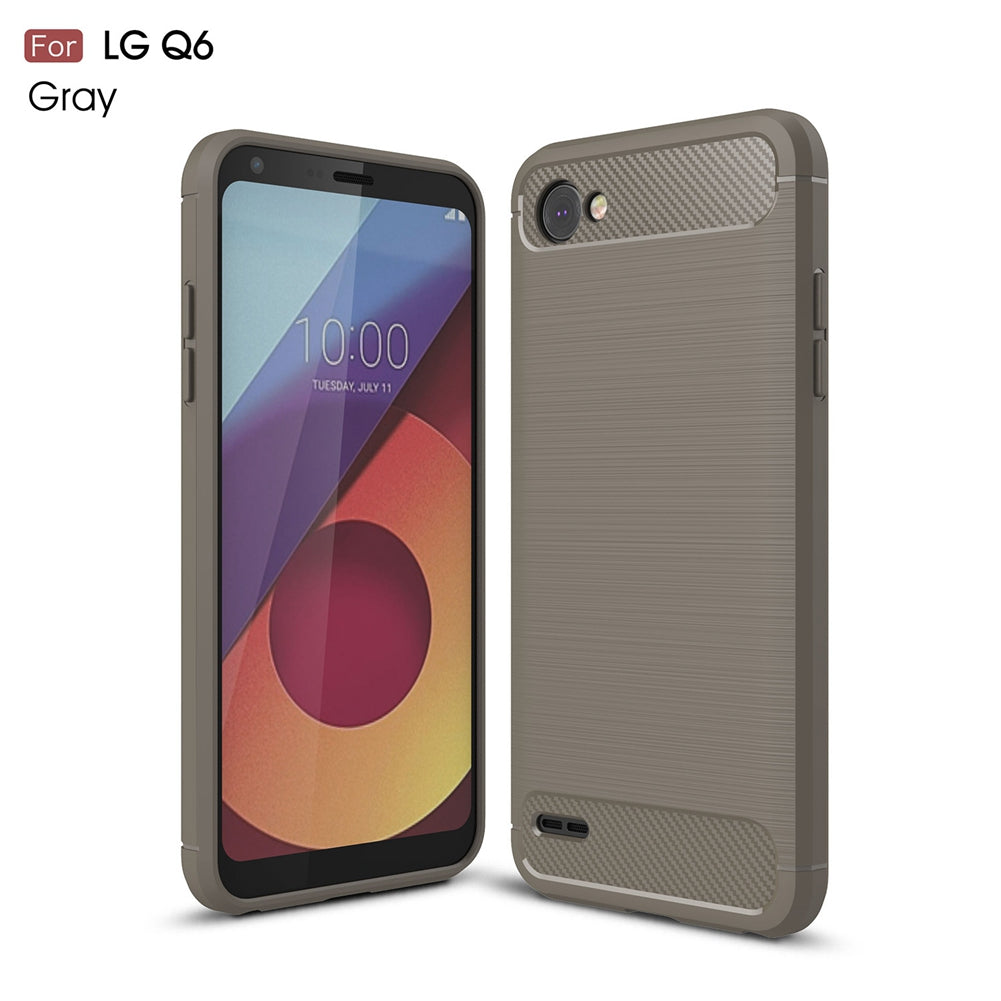 LG Q6 Phone Case Ultra Slim Thin Carbon Fiber Case Scratch Resistant Soft TPU Back Cover for LG Q6