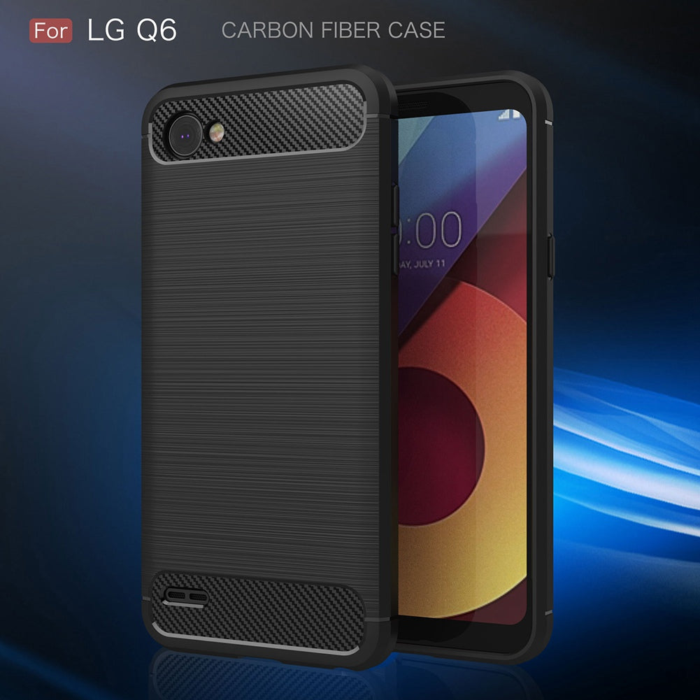 LG Q6 Phone Case Ultra Slim Thin Carbon Fiber Case Scratch Resistant Soft TPU Back Cover for LG Q6
