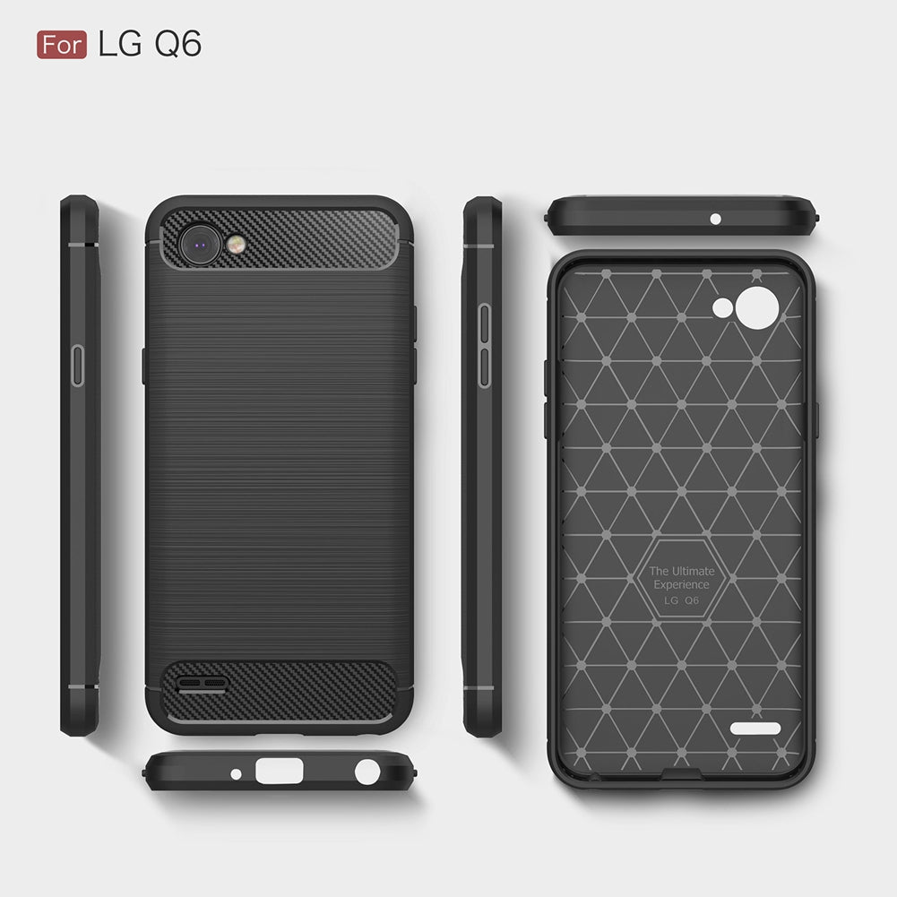 LG Q6 Phone Case Ultra Slim Thin Carbon Fiber Case Scratch Resistant Soft TPU Back Cover for LG Q6