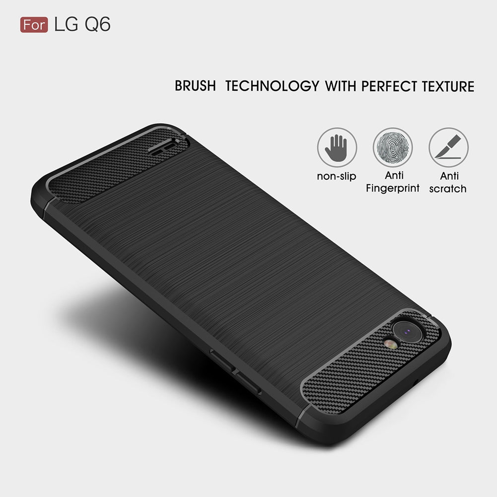 LG Q6 Phone Case Ultra Slim Thin Carbon Fiber Case Scratch Resistant Soft TPU Back Cover for LG Q6