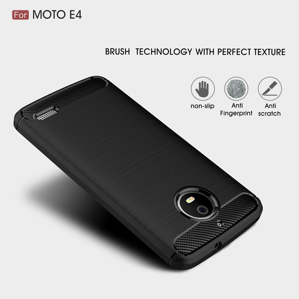 for Motorola Moto E4 Phone Case Ultra Slim Thin Carbon Fiber Case Scratch Resistant Soft TPU Back Cover for Moto E4