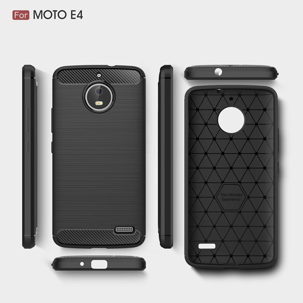 for Motorola Moto E4 Phone Case Ultra Slim Thin Carbon Fiber Case Scratch Resistant Soft TPU Back Cover for Moto E4
