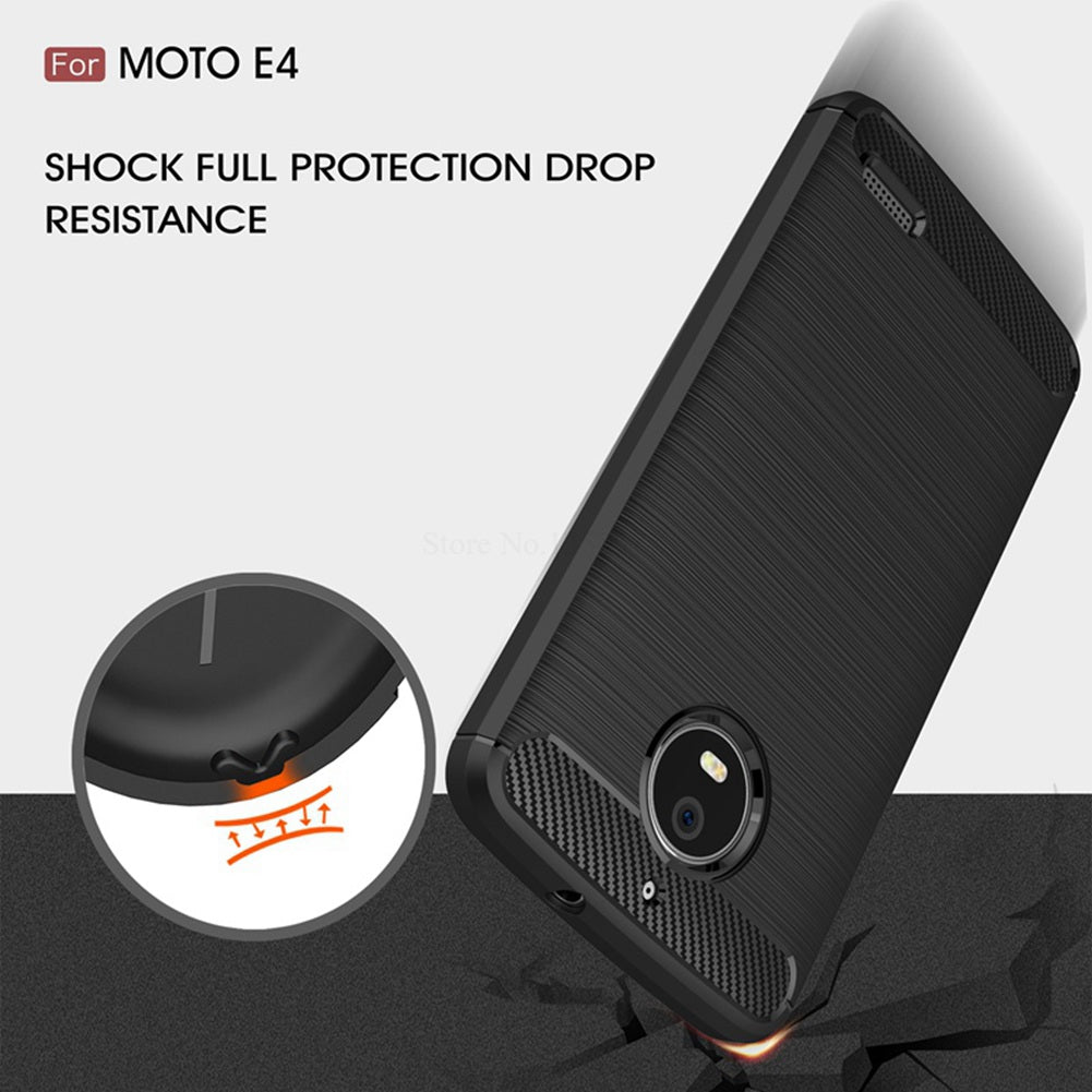 for Motorola Moto E4 Phone Case Ultra Slim Thin Carbon Fiber Case Scratch Resistant Soft TPU Back Cover for Moto E4