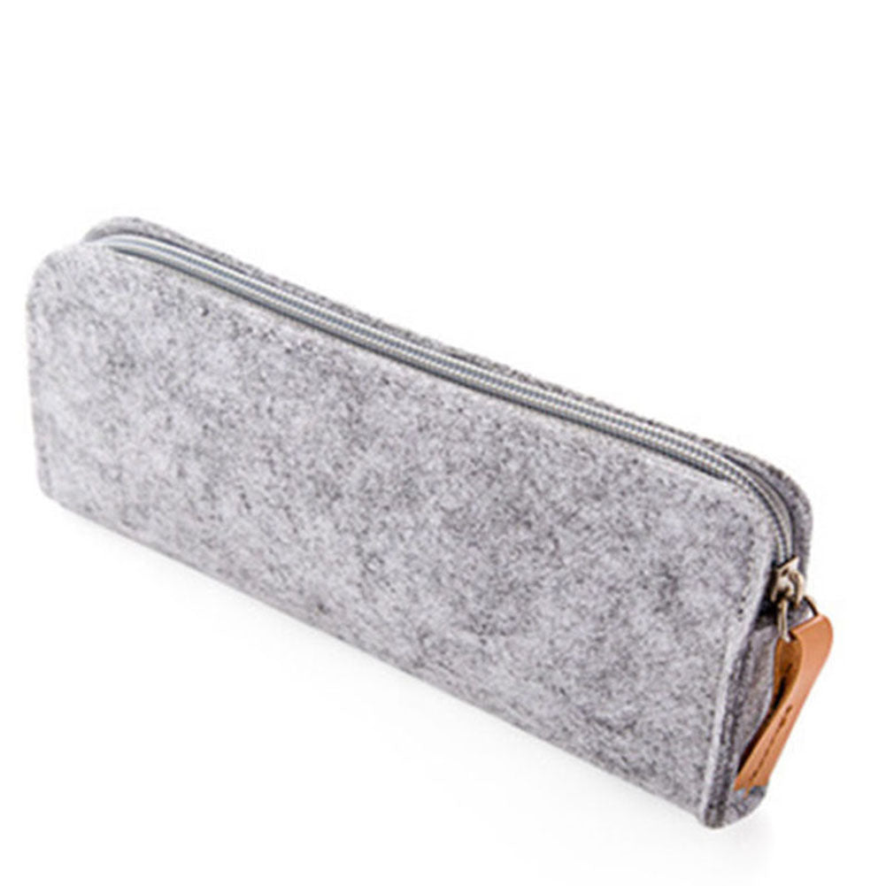 Felt Solid Color Simple Style Pencil Case Stationery Pouch Pen Bag Student Gift