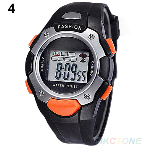 Unisex Boy Girl Children Digital Week Alarm Backlight Jelly Sport Wrist Watch