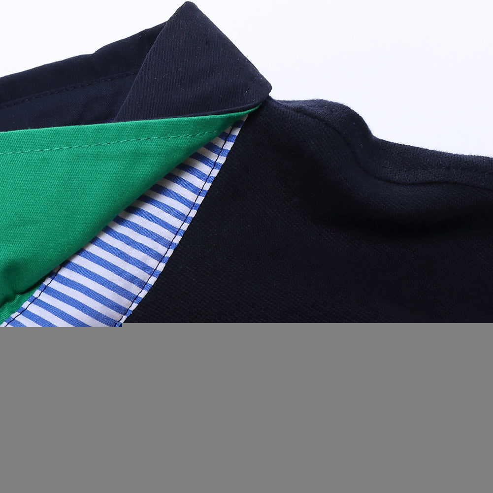 Men Cotton Polo Shirt Spring Summer Short Sleeve T-shirt Color Patchwork Tee Top