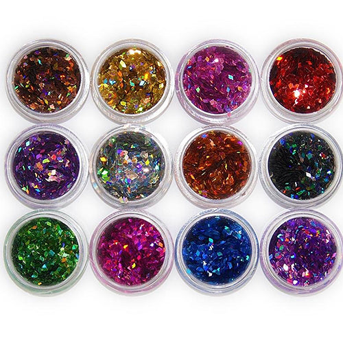 12 Colors Nail Art Rhombus Glitter Shape Sequins Powder Decoration Tips DIY