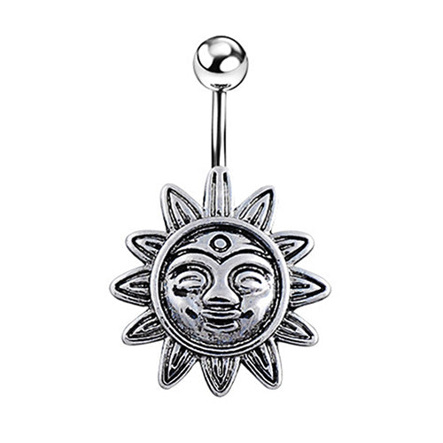 Sunflower Smile Face Belly Button Navel Bar Ring Barbell Body Piercing Jewelry