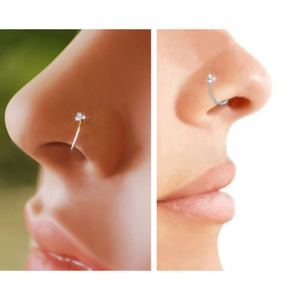 1Pc Surgical Steel Nose Ring Rhinestone Bone Stud Body Piercing Jewelry Gift