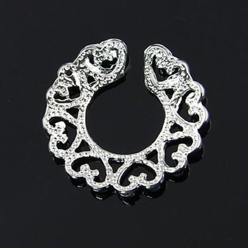 Non Piercing Clip On Surgical Steel Hollow Heart Sexy Women Nipple Shield Ring