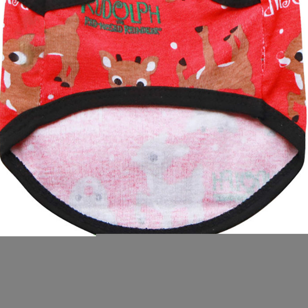 Cute Christmas Pet Vest Elk Print Breathable Sleeveless Top Dog Apparel Clothes