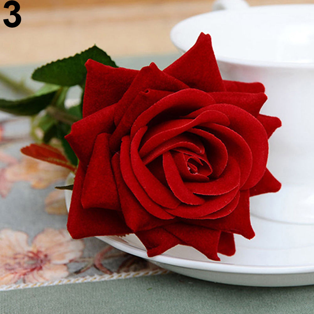 1 Pc Beautiful Artificial Fake Rose Flower with Leaf Wedding Party Home Decor