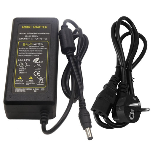 AC100V-240V to DC12V 5A 60W Adapter Power Supply Transformers 5.5mm 2.5mm For DC Charger LED Strip