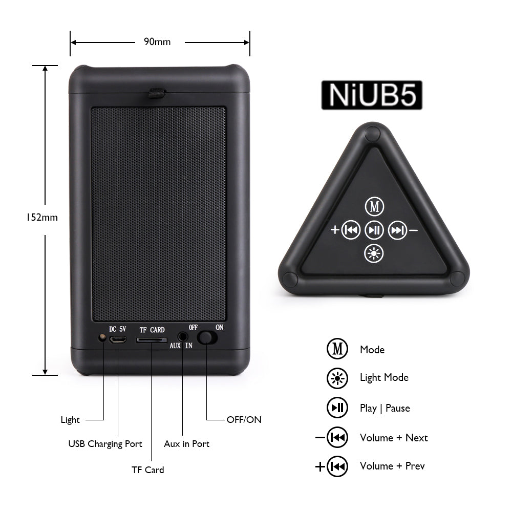 NiUB5 X1 Bluetooth Speakes Passive Loudspeakers Portable Outdoor Smart Dimmable 4 LED Light Color Changing Lighting
