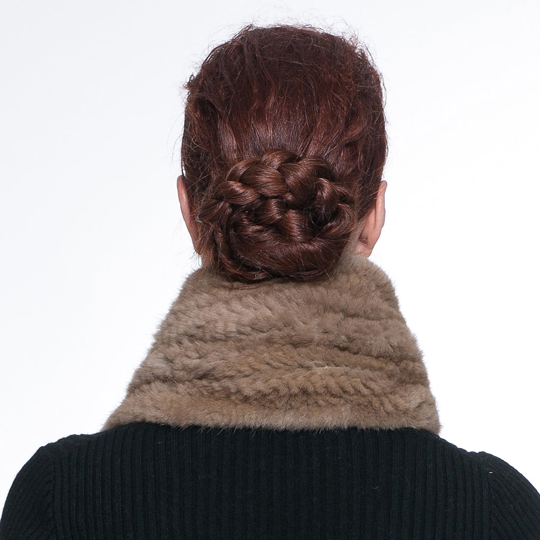 Knitted Mink Fur Pull Through Shawl Bell Bottom Scarf