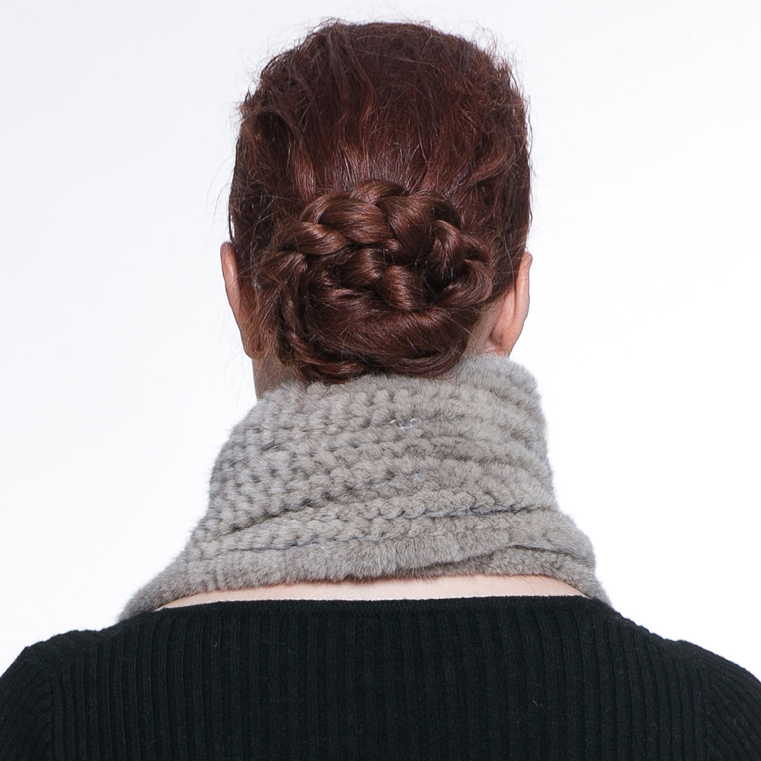 Knitted Mink Fur Pull Through Shawl Bell Bottom Scarf