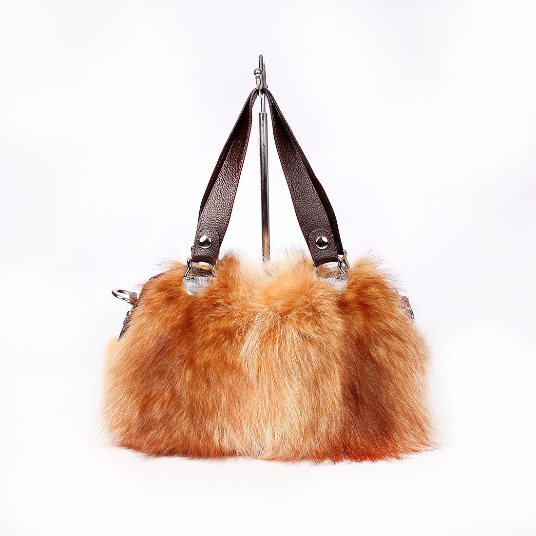 Women's Raccoon Fur Fluffy Clutch Shoulder Bag Large Tote Handbag Purse