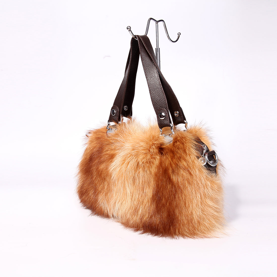 Women's Raccoon Fur Fluffy Clutch Shoulder Bag Large Tote Handbag Purse