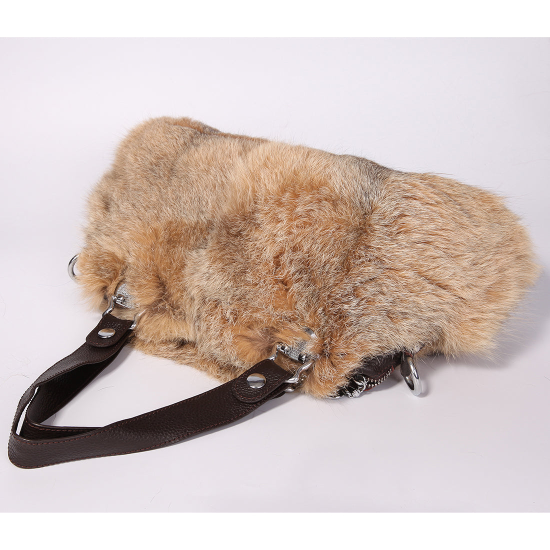 Women's Raccoon Fur Fluffy Clutch Shoulder Bag Large Tote Handbag Purse