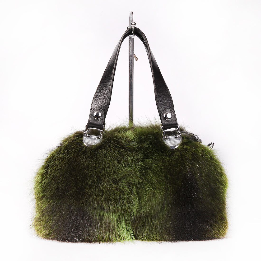 Women's Raccoon Fur Fluffy Clutch Shoulder Bag Large Tote Handbag Purse