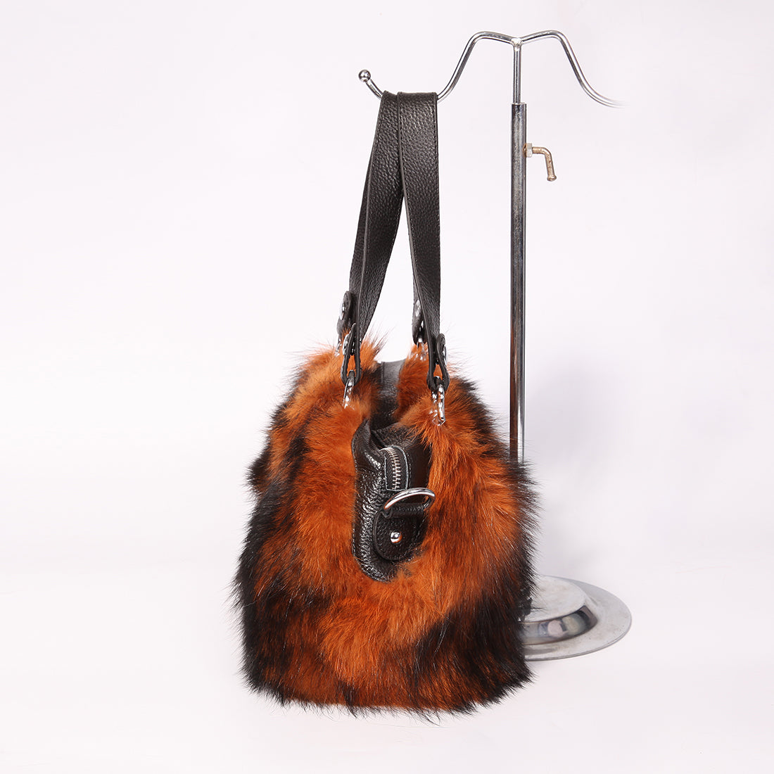 Women's Raccoon Fur Fluffy Clutch Shoulder Bag Large Tote Handbag Purse