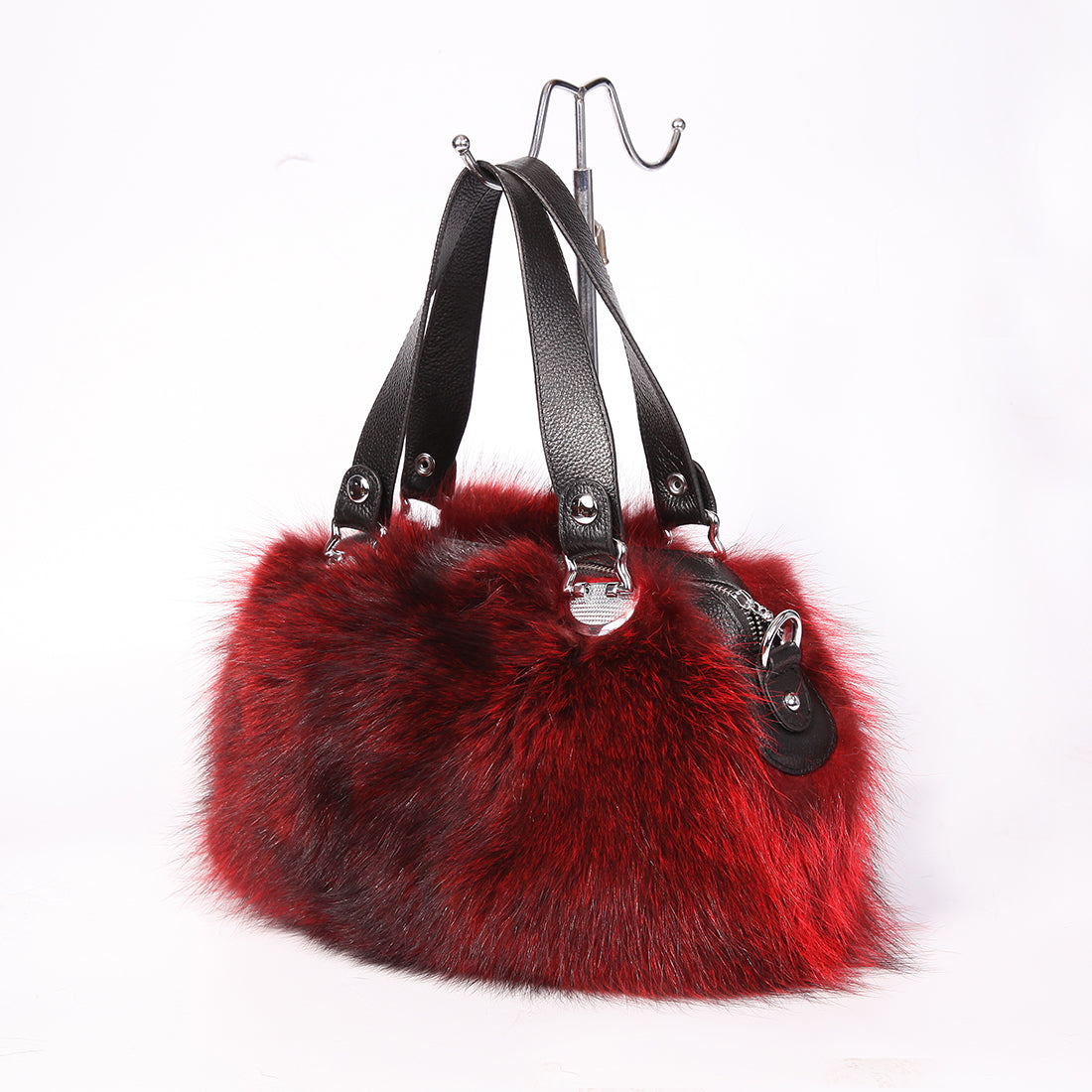 Women's Raccoon Fur Fluffy Clutch Shoulder Bag Large Tote Handbag Purse