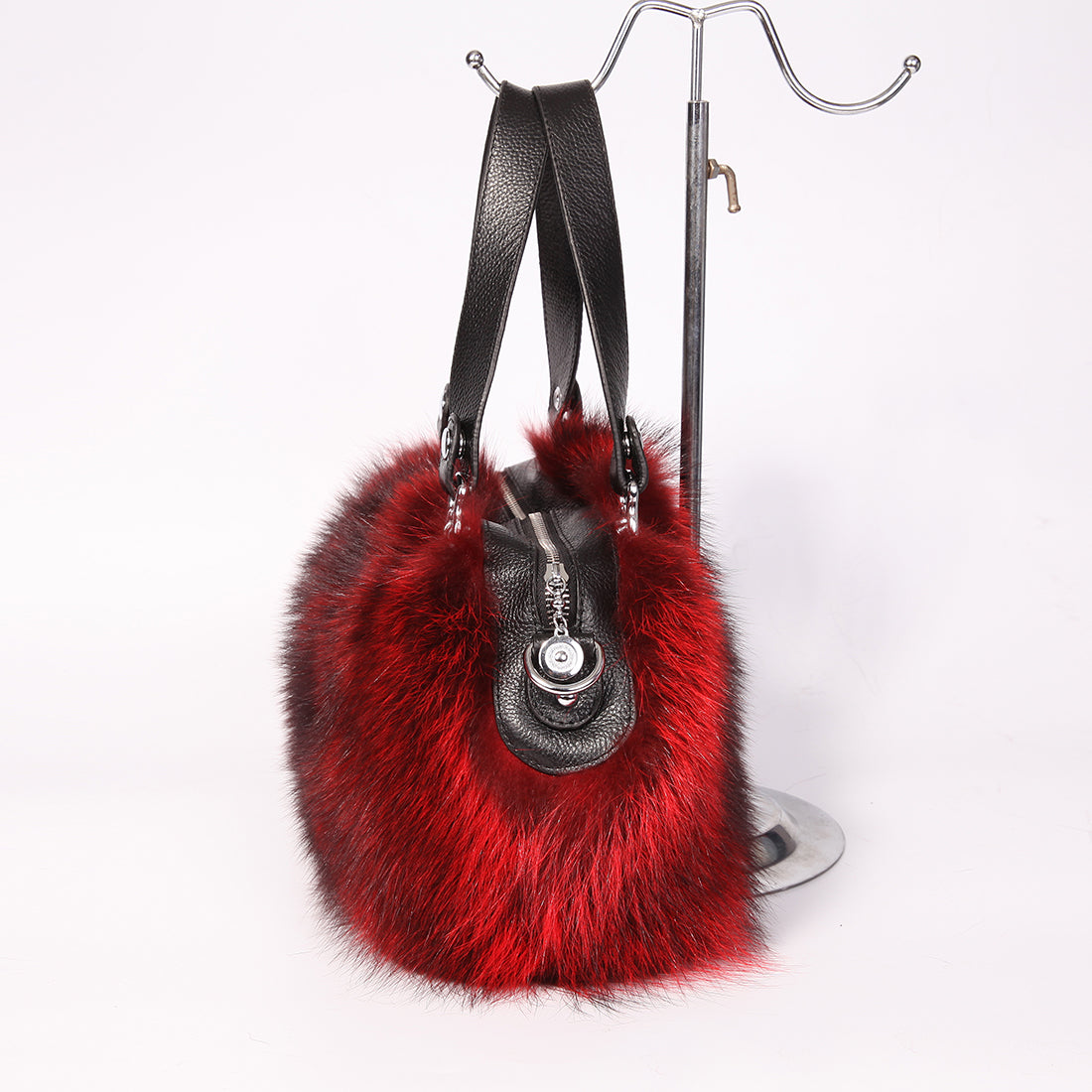 Women's Raccoon Fur Fluffy Clutch Shoulder Bag Large Tote Handbag Purse