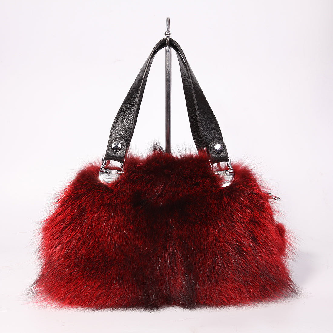 Women's Raccoon Fur Fluffy Clutch Shoulder Bag Large Tote Handbag Purse