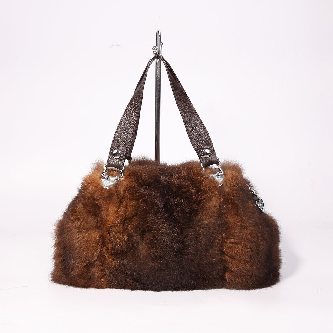 Women's Raccoon Fur Fluffy Clutch Shoulder Bag Large Tote Handbag Purse