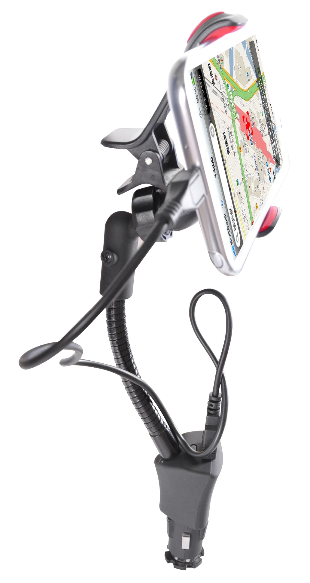 HC05 360 Degree Car Cigarette Phone Holder Mount Stand 5V 2.1A Dual USB Charger CradleWith 1 Built-In USB Charging Ports