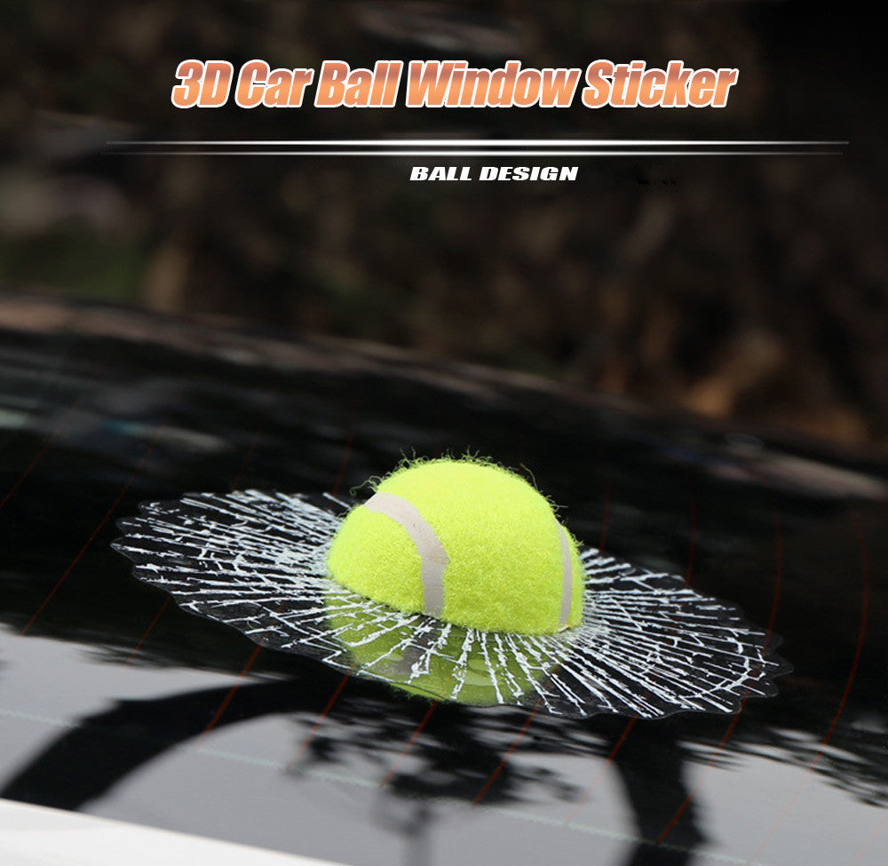 3D Car Stickers Funny Auto Car Styling Ball Hits Car Body Window Sticker Self Adhesive Baseball Tennis Decal Accessories
