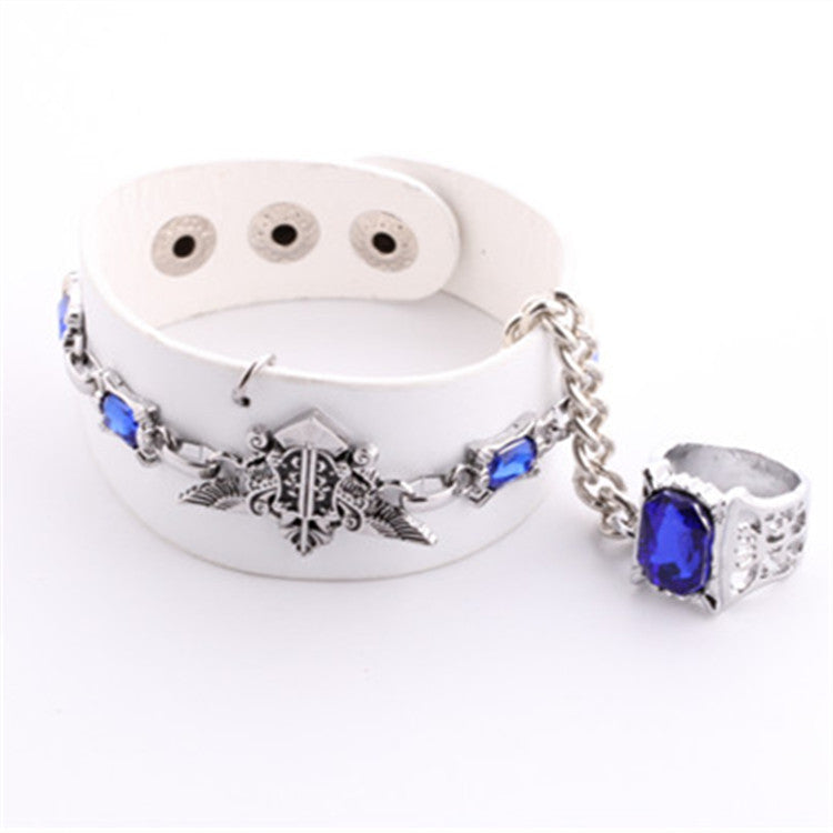 Black Butler Kuroshitsuji Sapphire Star Magic Circle Bracelet Ring Set