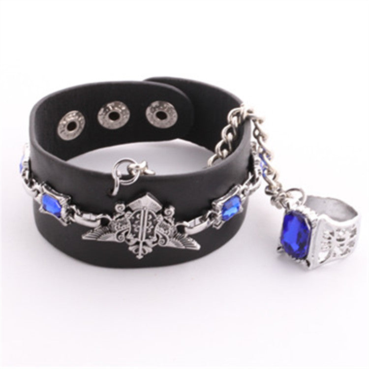 Black Butler Kuroshitsuji Sapphire Star Magic Circle Bracelet Ring Set